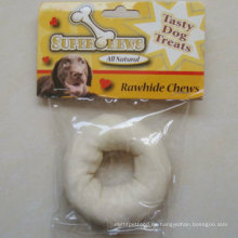 Productos para perros 4 &quot;-5&quot; White Puffy Donut Dog Chew